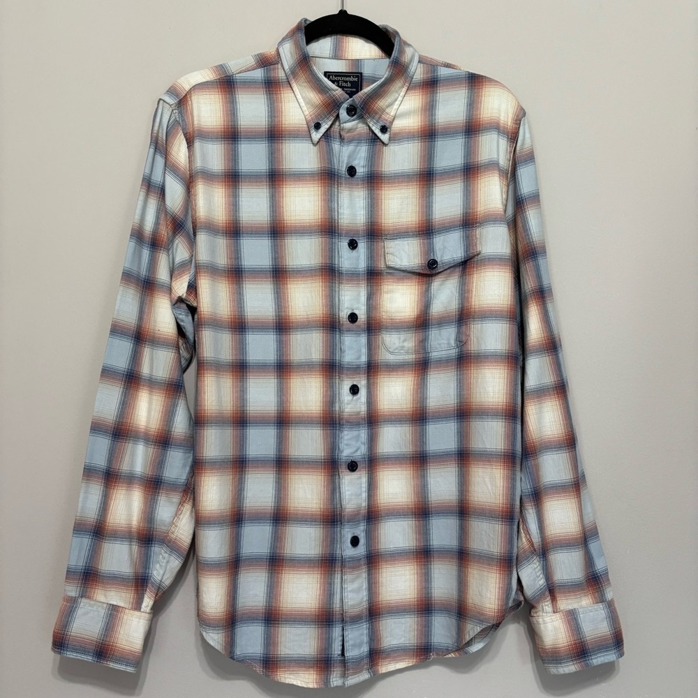 Abercrombie & Fitch Blue and Brown Plaid Shirt